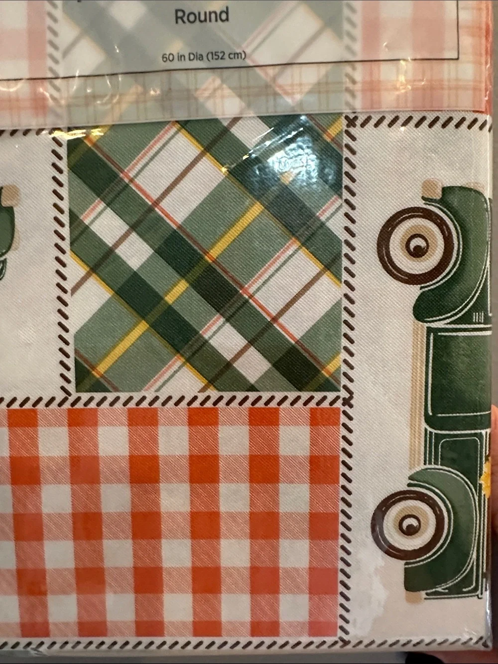 PEVA Round Tablecloth 60” Fall Autumn Theme – Waterproof Table Cover